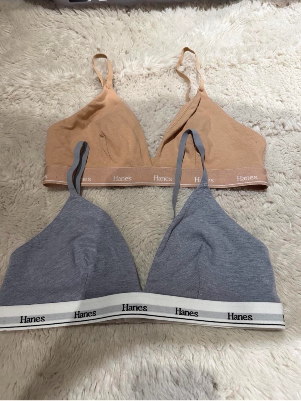 Hanes Bralette Duo in Nude and Gray